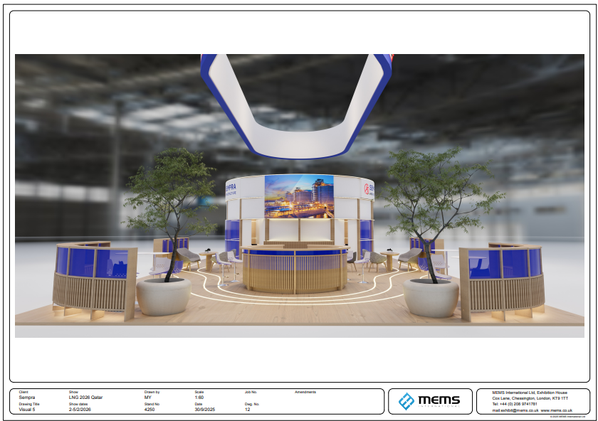 Large scale LNG exhibition stand build for Sempra Infrastructure